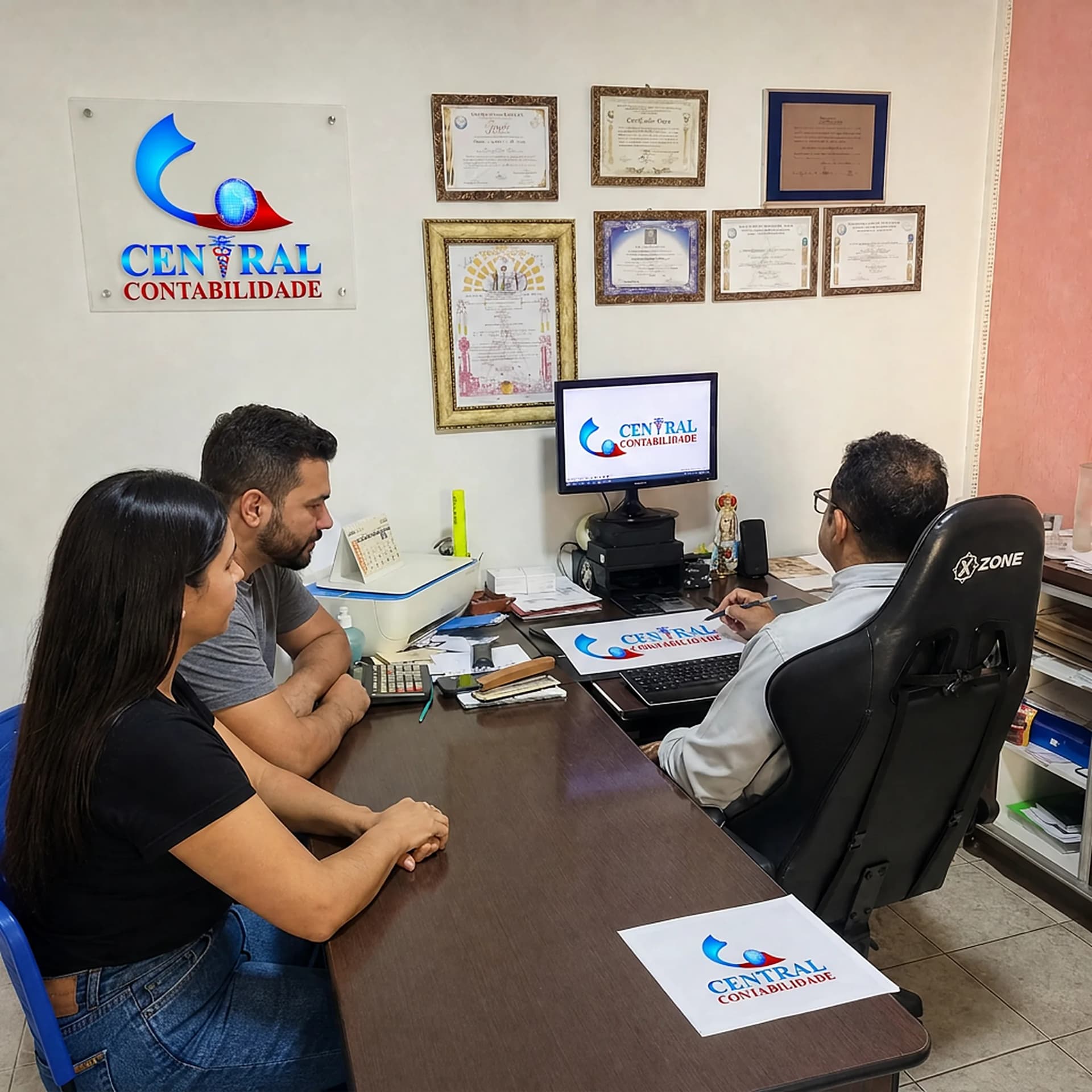 Profissional em atendimento contábil